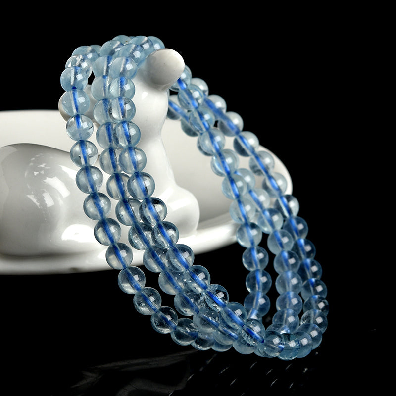 Genuine Zambia Aquamarine Bead Bracelet - Grade AAA