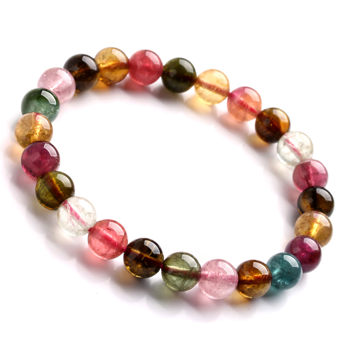 Multi-Color Tourmaline Bead Bracelet - Grade AA