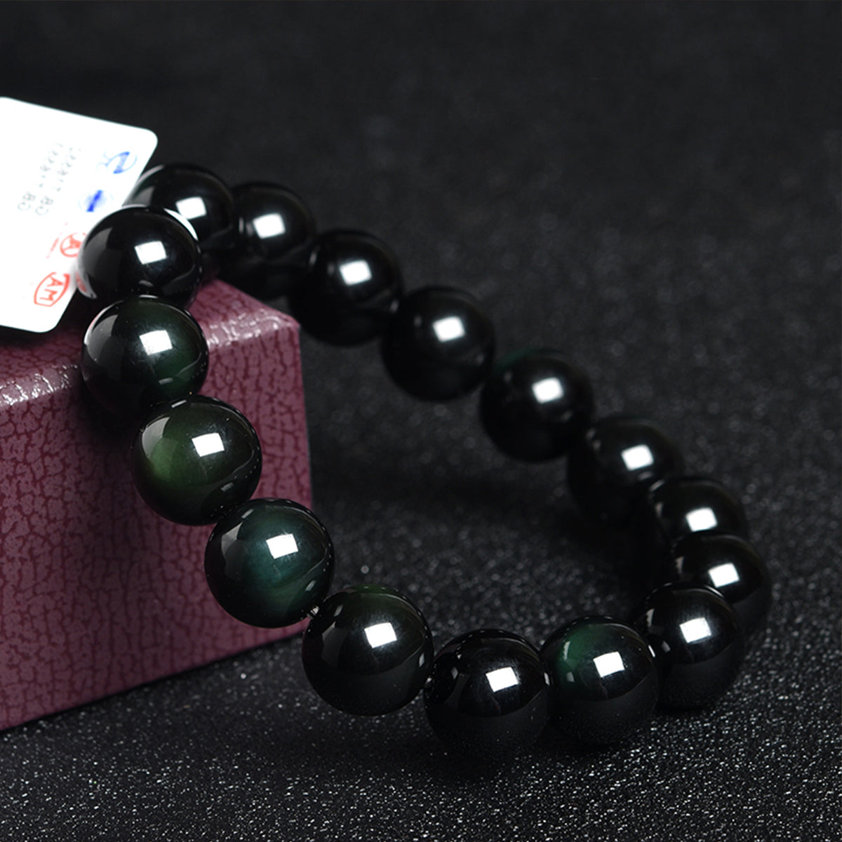 Rainbow Obsidian Bead Bracelet - Grade AAA