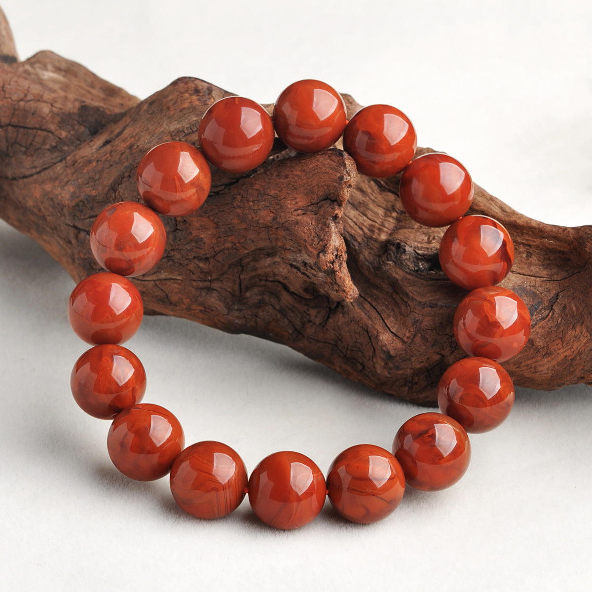 Southern Red Agate Bead Bracelet - Grade AAA