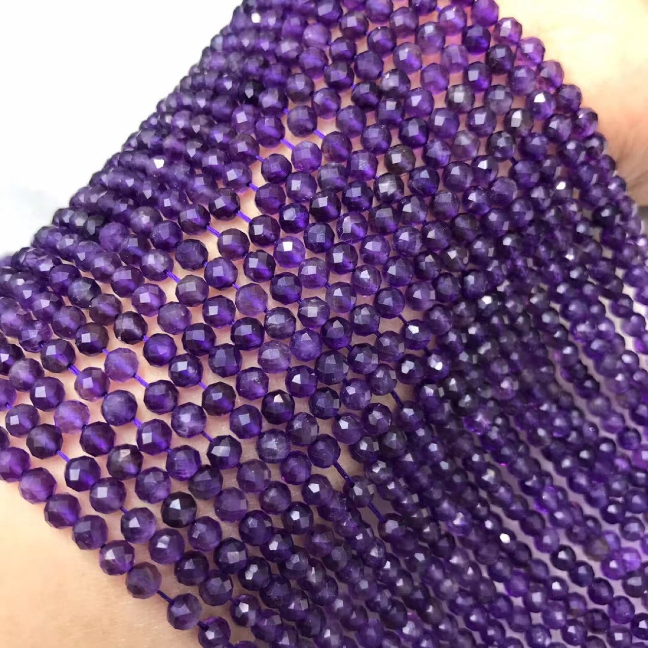 Amethyst Micro Faceted Round Beads 3-3.5mm