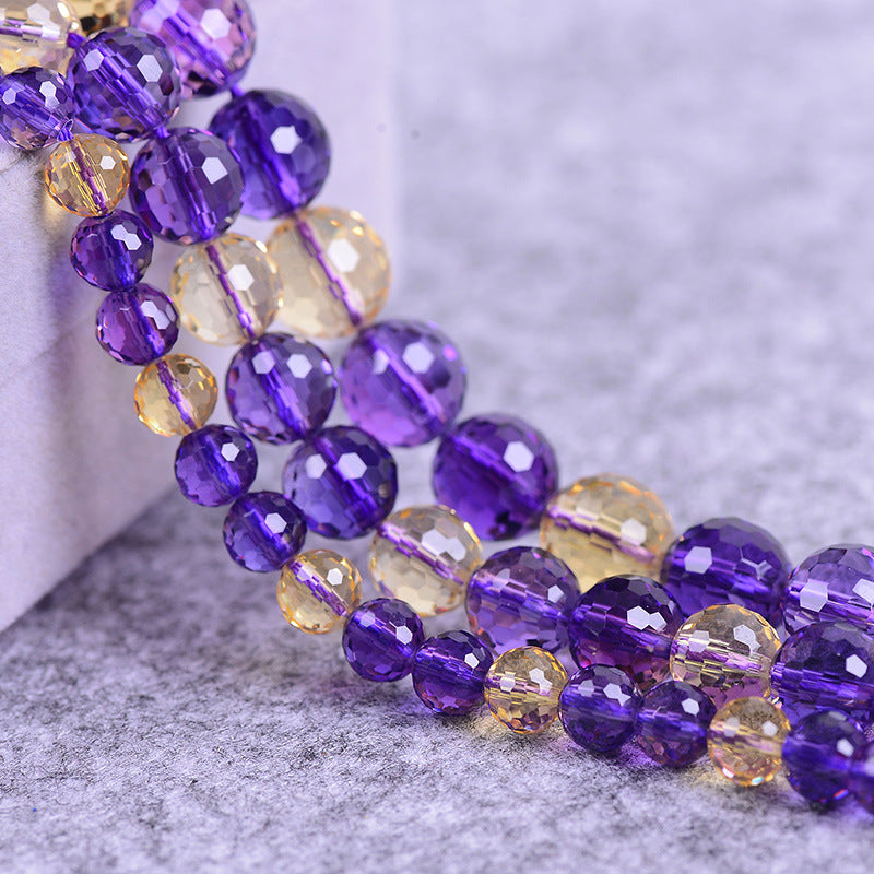 Ametrine Faceted Round Beads 128 Facets 6mm