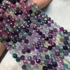 Blue&Purple Fluorite Faceted Round Beads 128 Facets 8-8.5mm