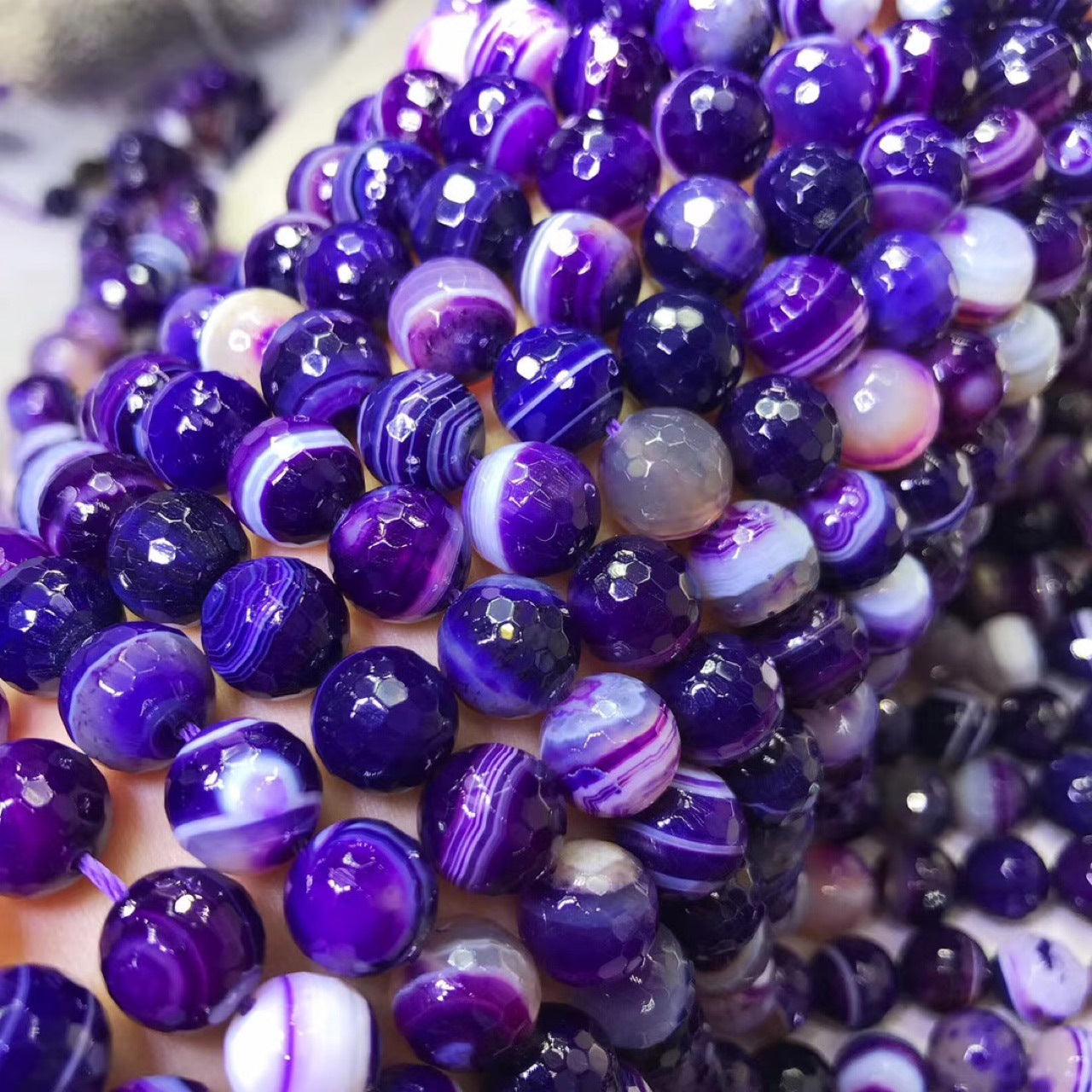 Botswana Agate Faceted Round Beads 128 Facets 10mm