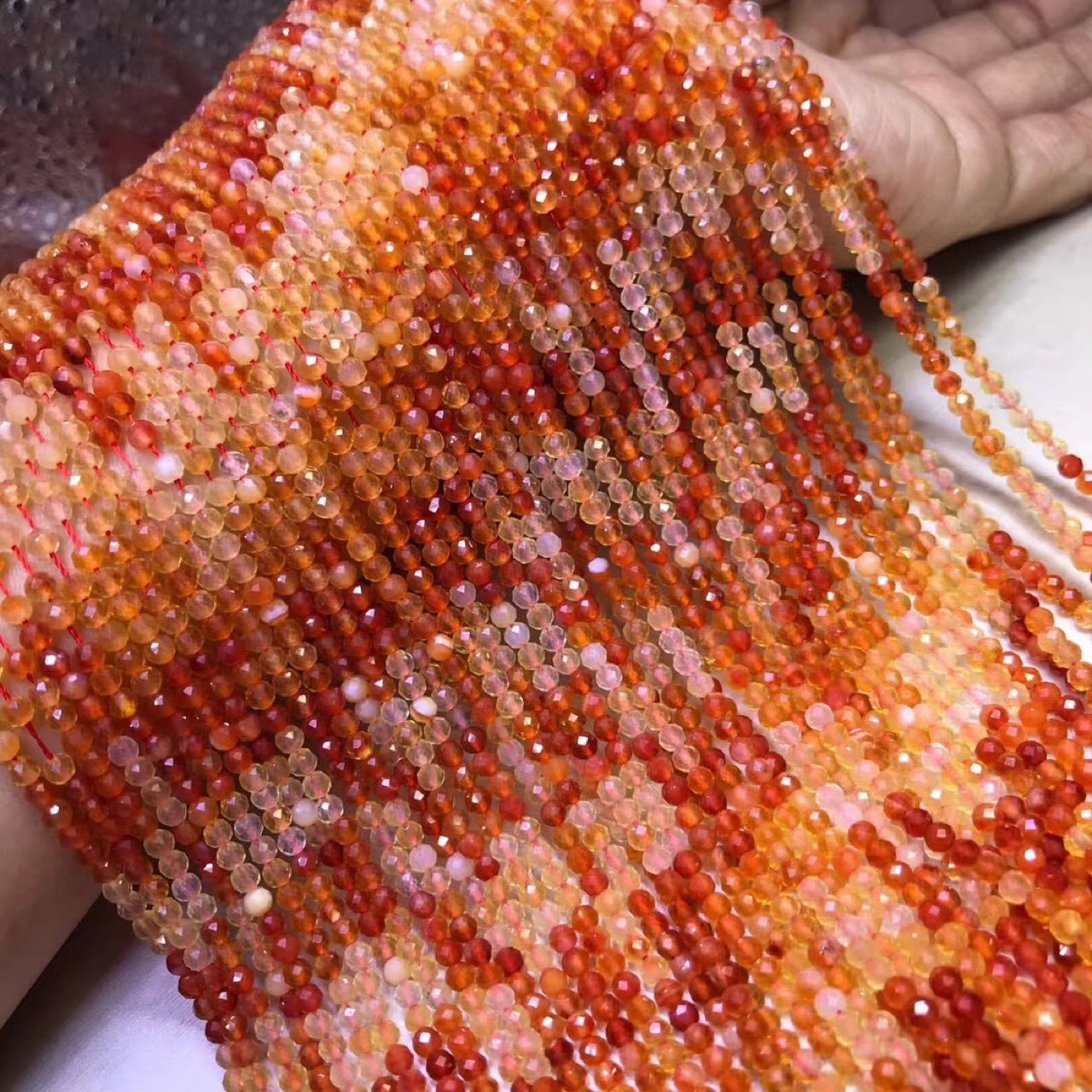 Carnelian Micro Faceted Round Beads 3-3.5mm