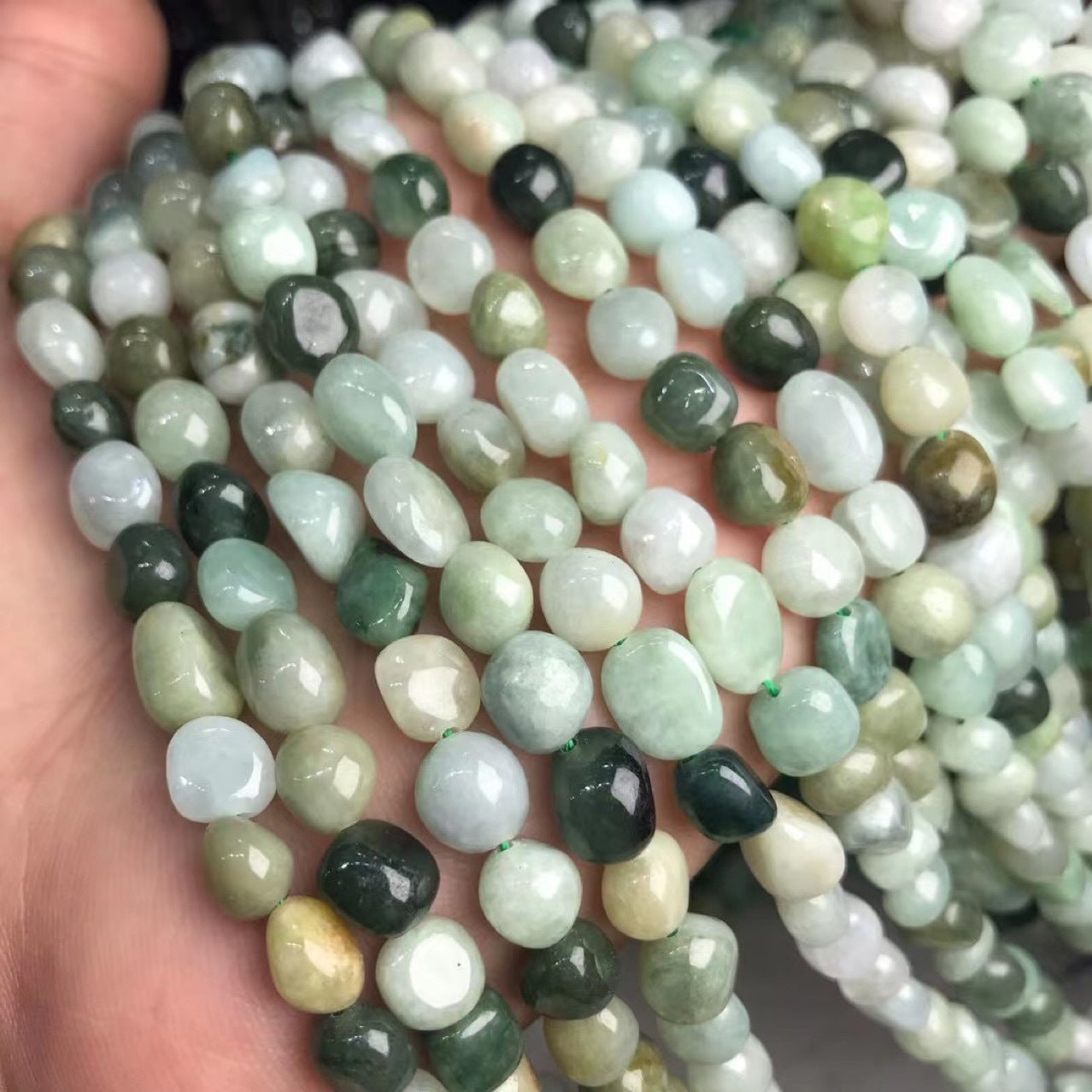 Jadeite Tumbled Nugget Beads 8-9mm