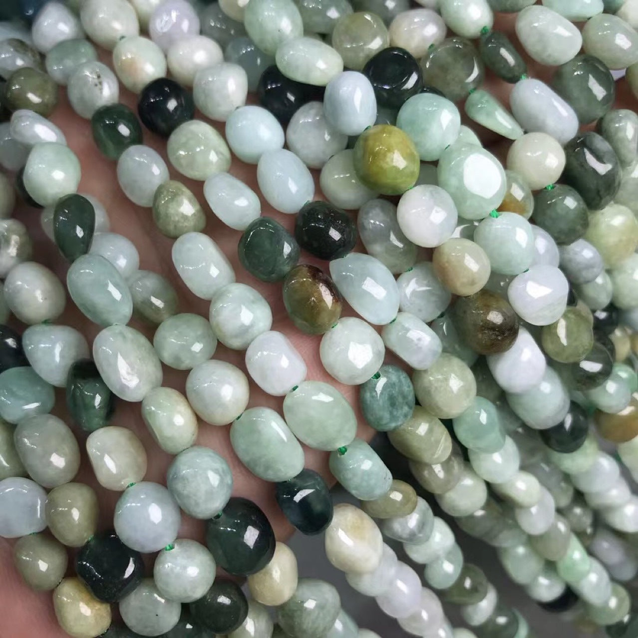 Jadeite Tumbled Nugget Beads 8-9mm
