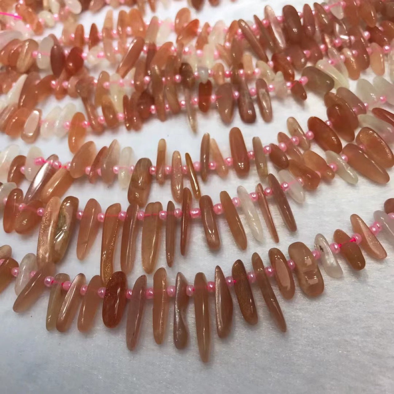 Peach Moonstone Hawaiian Chip Beads 10-20mm