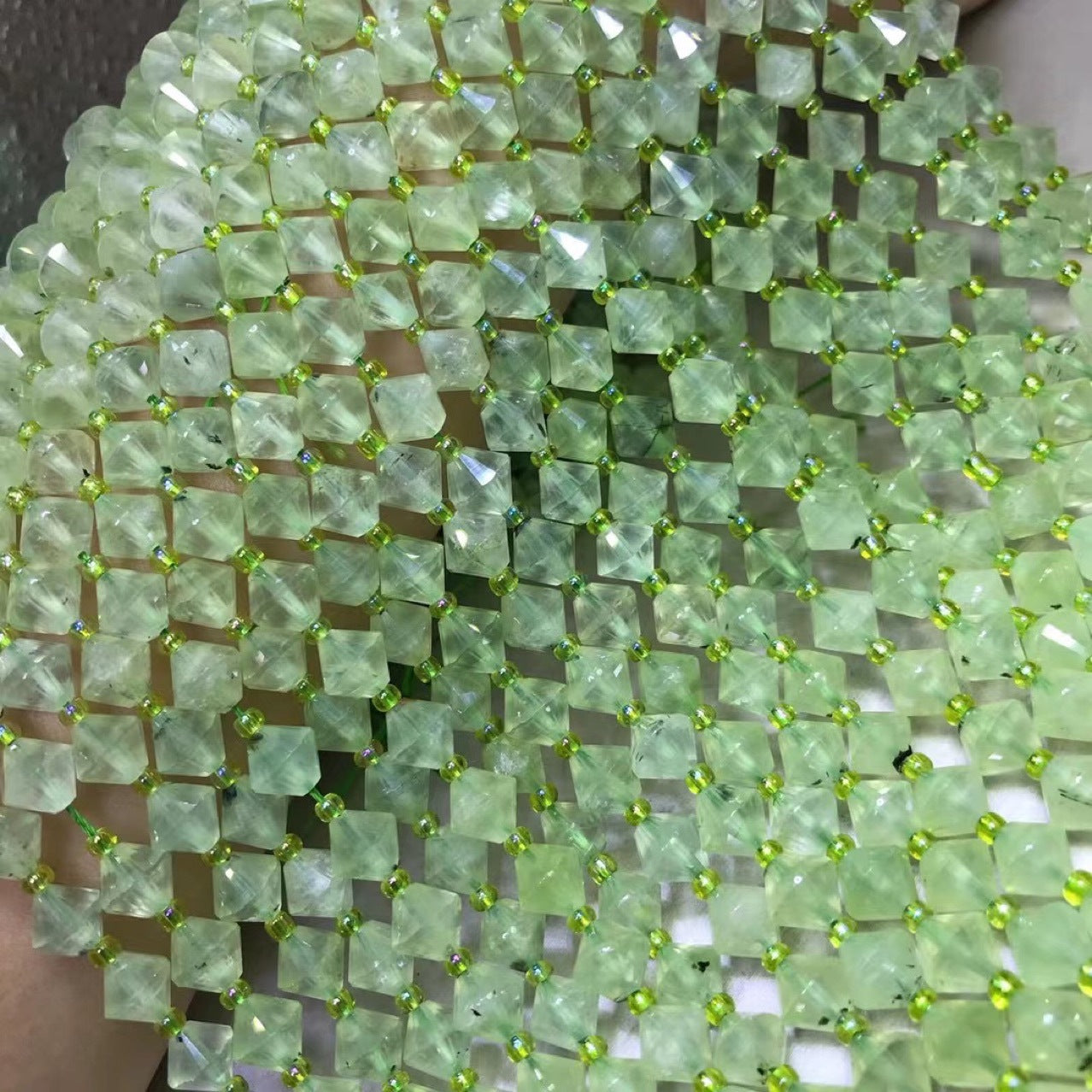 Prehnite Faceted Bicone Beads 8*8mm