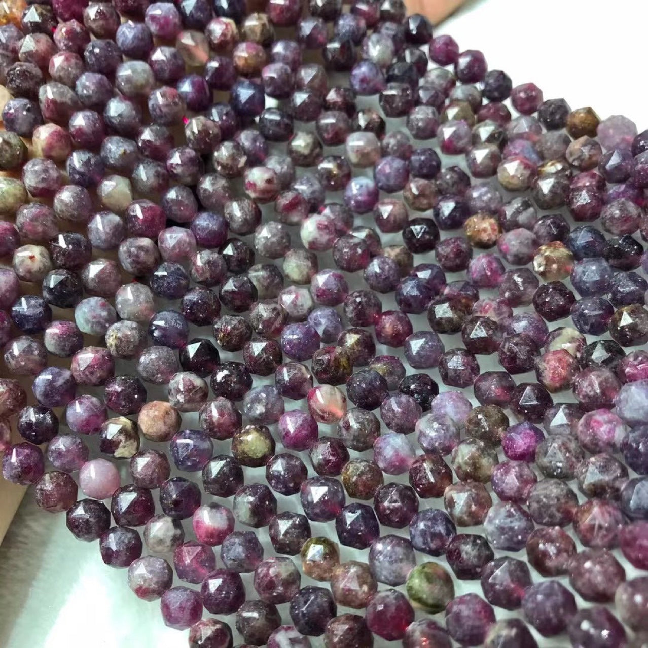 Rose Red Tourmaline Faceted Round Beads 16 Facets 8mm