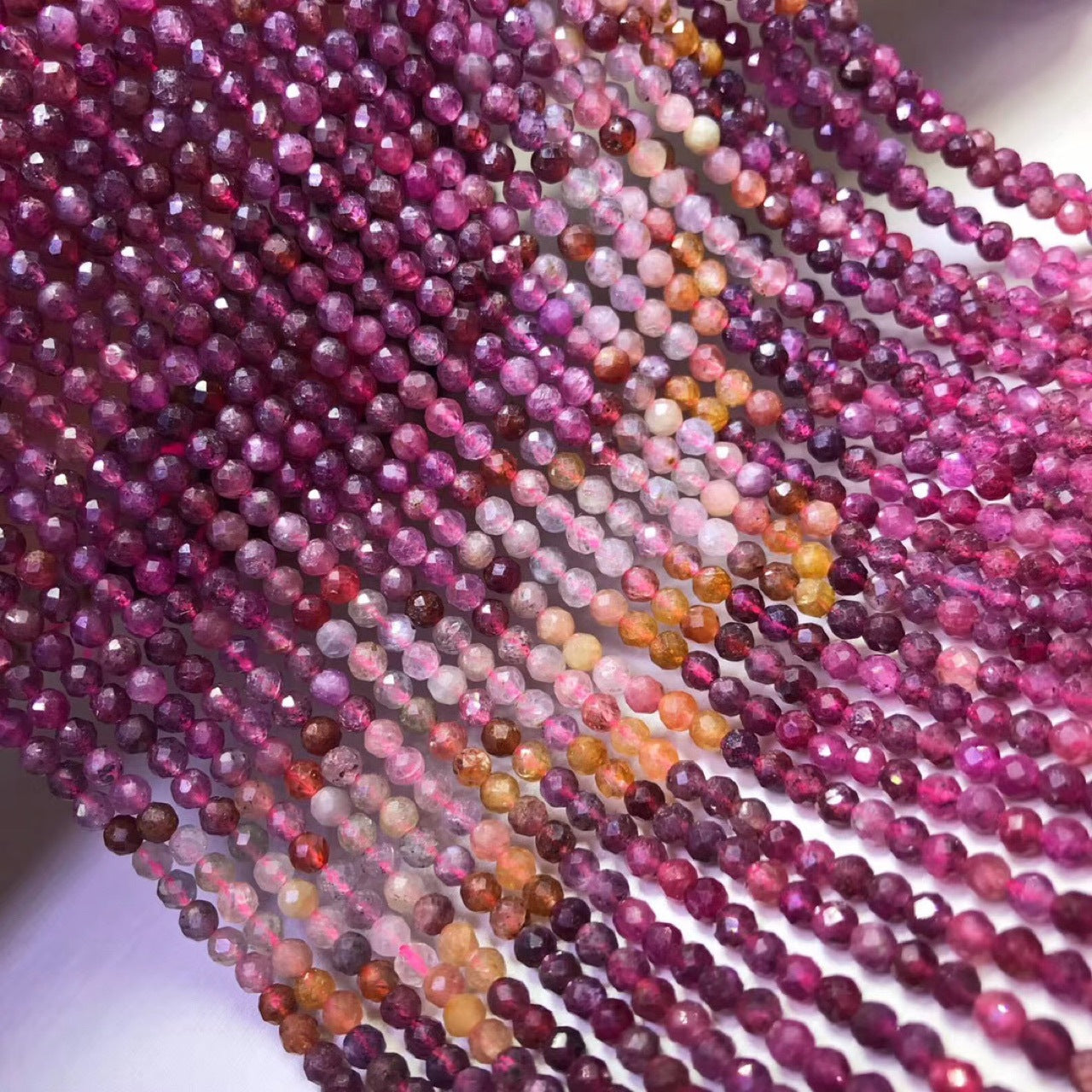 Ruby Micro Faceted Round Beads 4mm