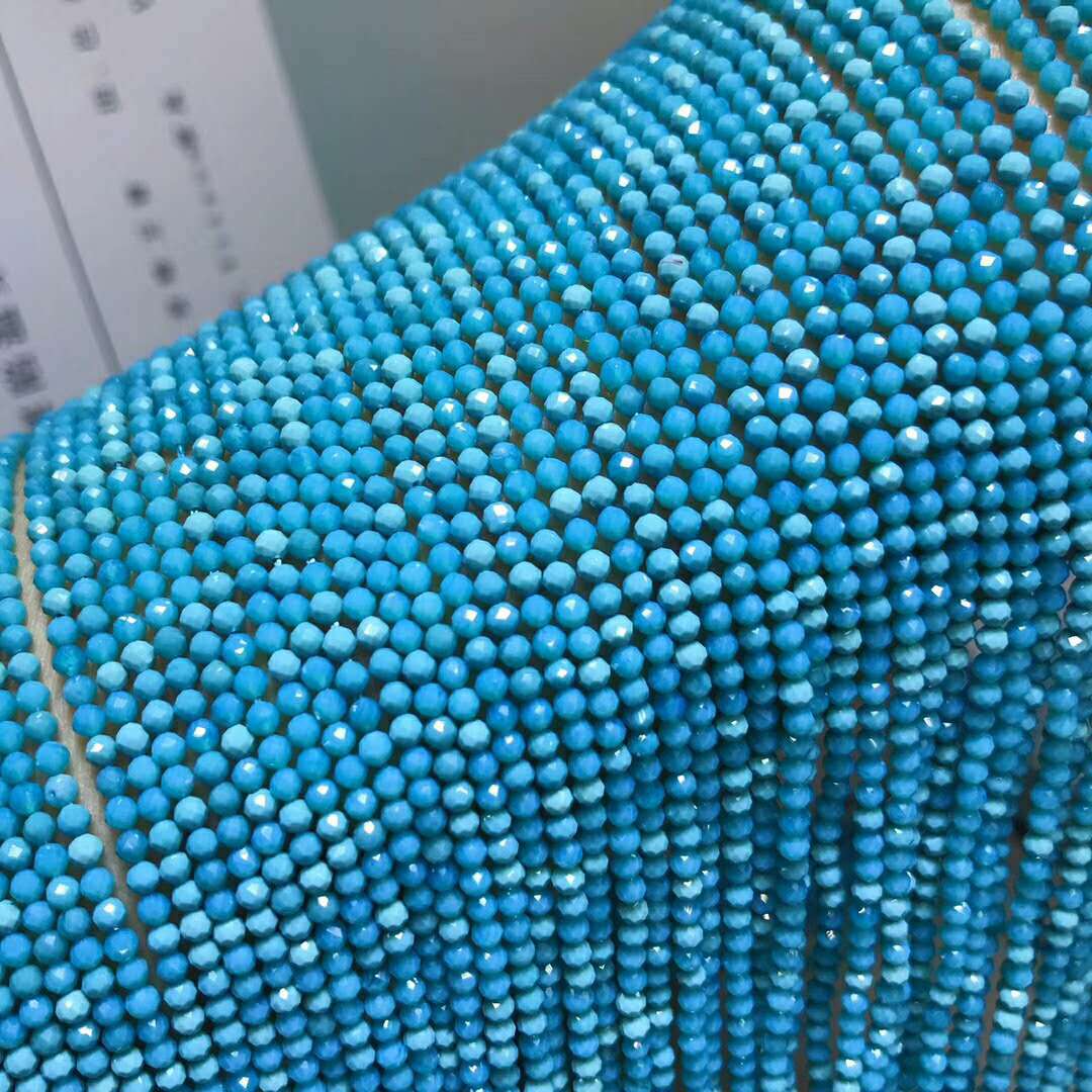 Turquoise Micro Faceted Round Beads 2-2.5mm