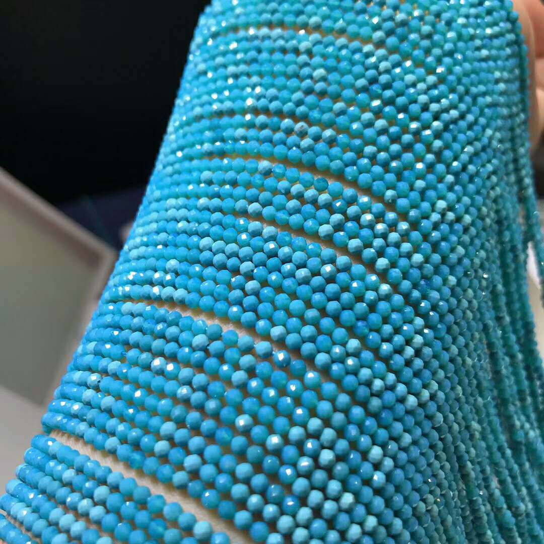 Turquoise Micro Faceted Round Beads 2-2.5mm